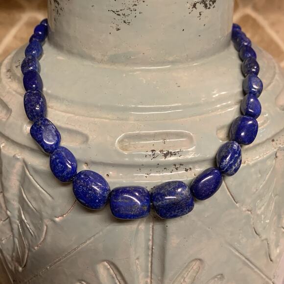 Jay King Necklace Sterling Silver & Lapis Lazuli Graduating Oblong Beaded - Picture 8 of 9